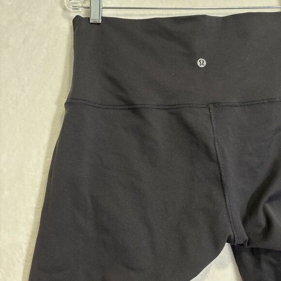 Lululemon Black Cropped Leggings Women’s Size 12 Nylon Lycra Activewear Yoga - Picture 8 of 14